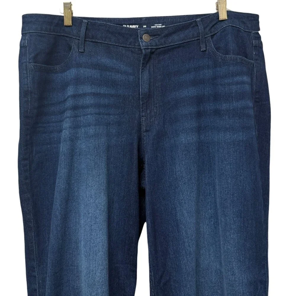 Old Navy Women’s High-Rise Wow Wide Leg Jeans Plus Size 20 Dark Wash Denim NWOT - Picture 3 of 10